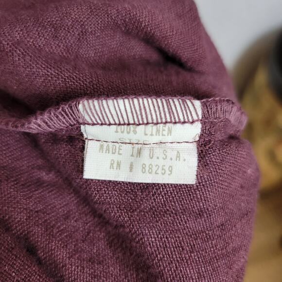 VTG Subtle Tones Linen Shirt Dress Womens S/M Purple Button Front Lagenlook Maxi - Picture 7 of 14